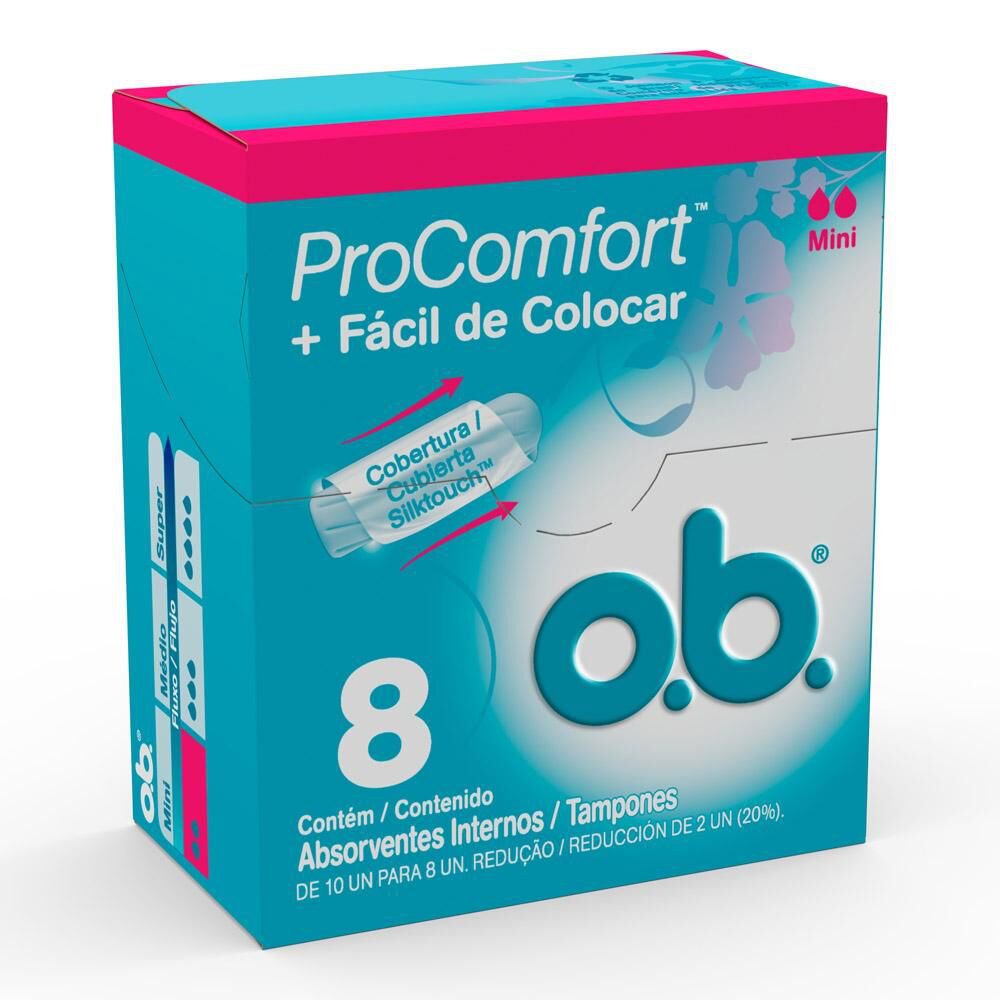 Absorvente Higiênico Interno OB Pro Confort Mini com 8 Unidades