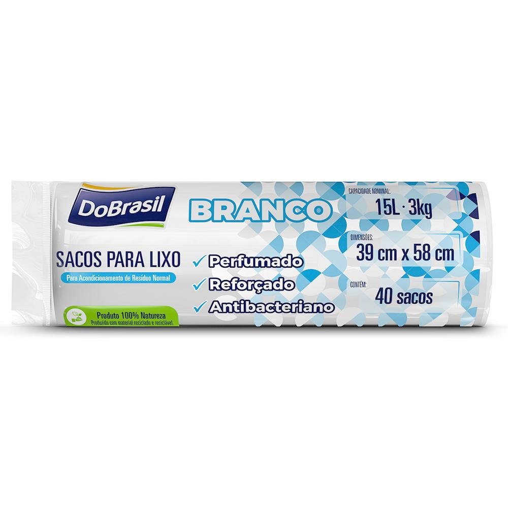 Saco para Lixo DOBRASIL Pia e Banheiro com 50 Unidades Perfumado 15L Rolo