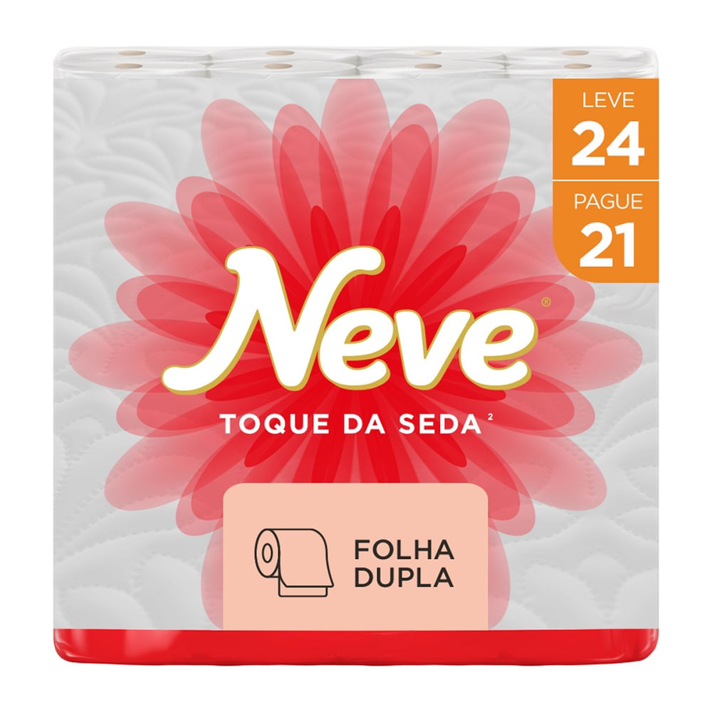 Papel Higiênico Neve Toque de Seda Leve 24 Rolos Pague 21 Rolos