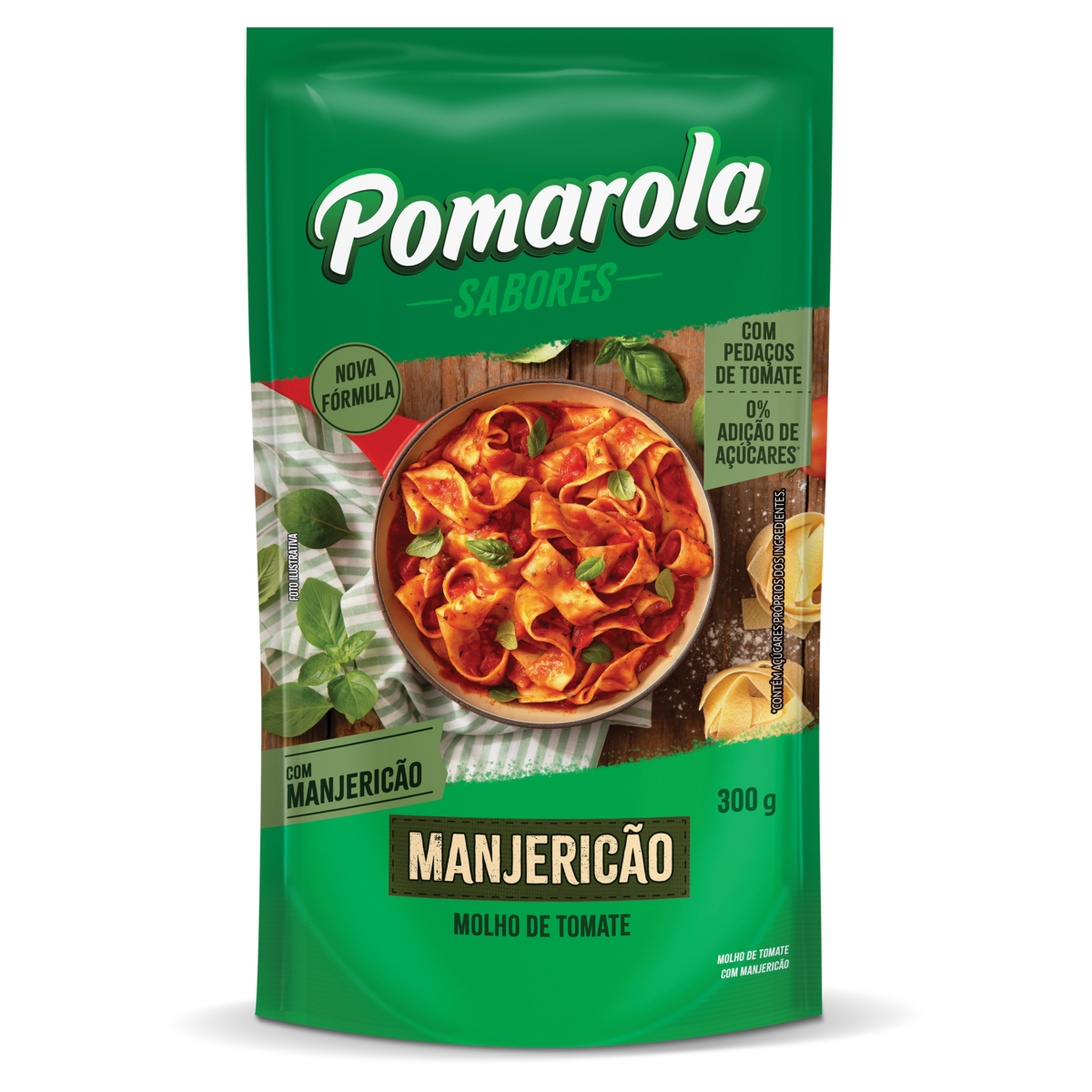 Molho de Tomate Pomarola Manjericão Sachê 300g