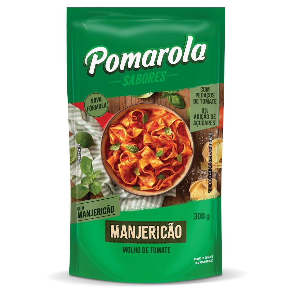 Molho de Tomate Pomarola Manjericão Sachê 300g