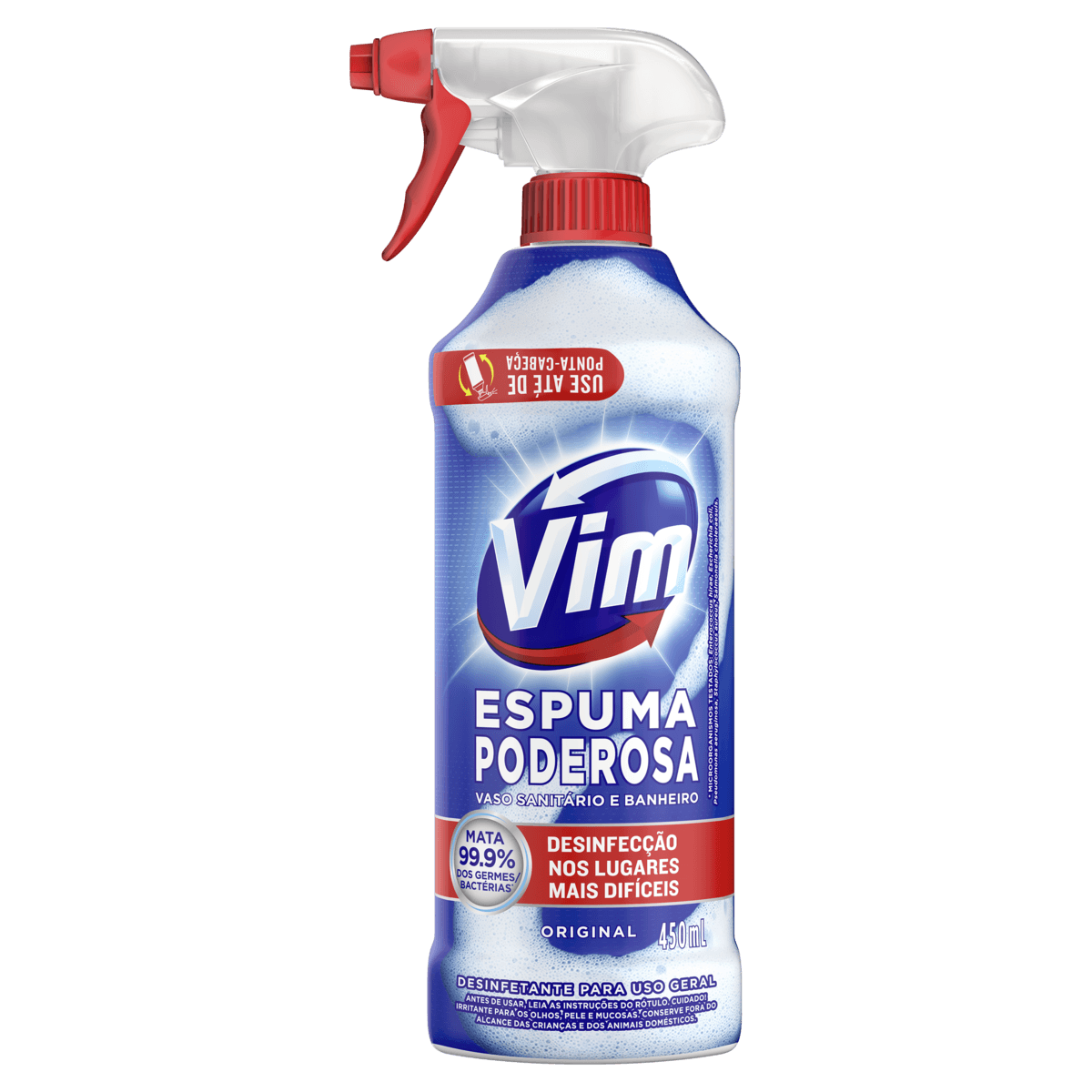 Desinfetante Uso Geral Original Vim Espuma Poderosa Frasco 450ml Borrifador