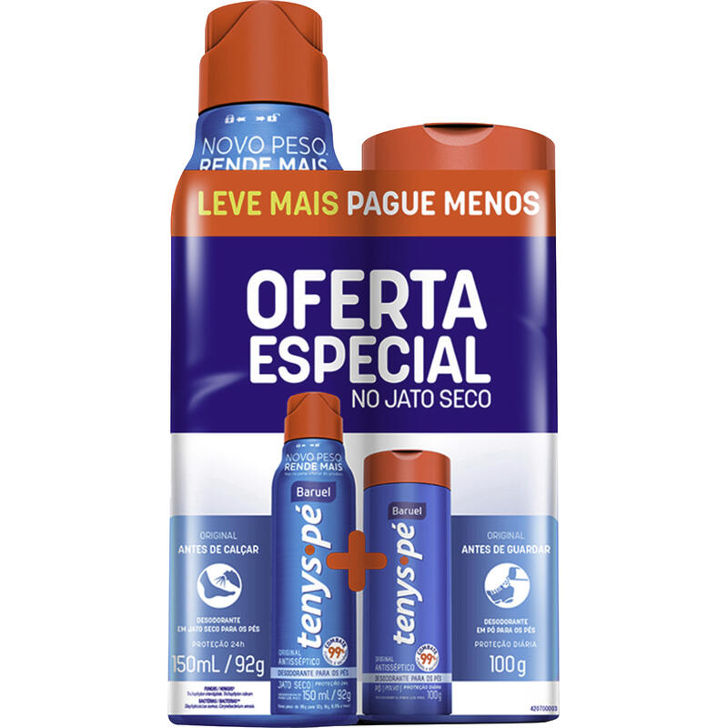 Kit Tenys Pé Baruel Original em Pó + Aerossol Jato Seco