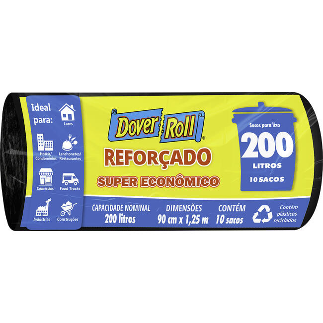 Saco de Lixo Dover Super Econômico 200L 10 un