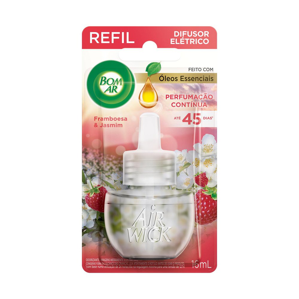 Difusor Elétrico Bom Ar Lirio Framboesa e Jasmim Refil 16ml
