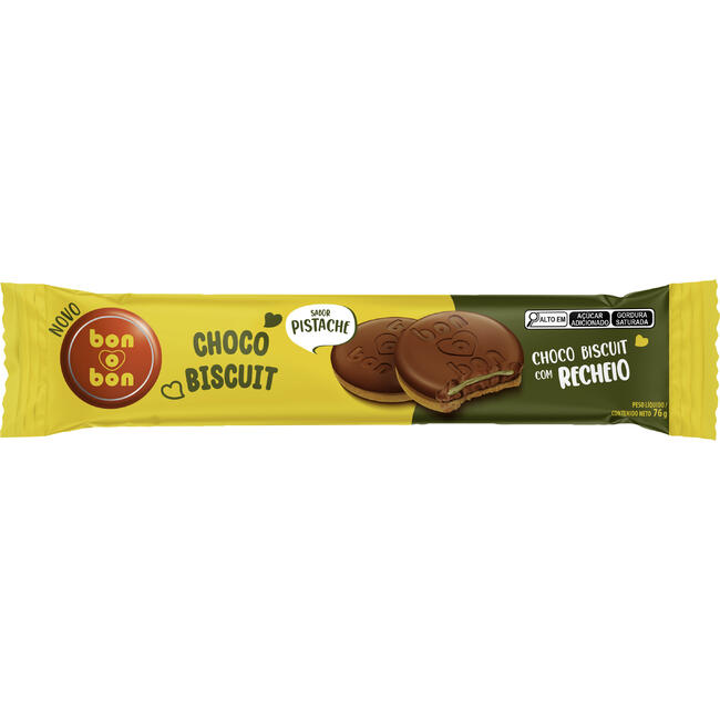 Biscoito Choco Biscuit Bon o Bon Pistache 76g