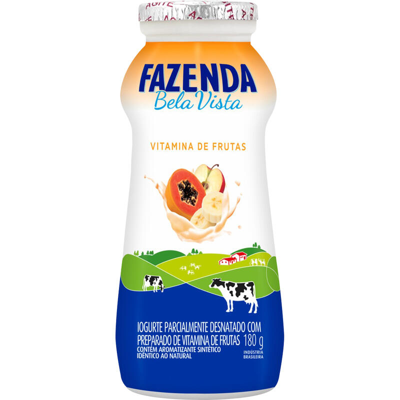 Iogurte Parcialmente Desnatado Vitamina de Frutas Fazenda Bela Vista Frasco 180g