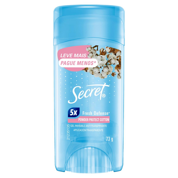 Desodorante SECRET Fresh Defense Feminino Powder Protect Cotton Gel 73g Leve Mais Pague Menos