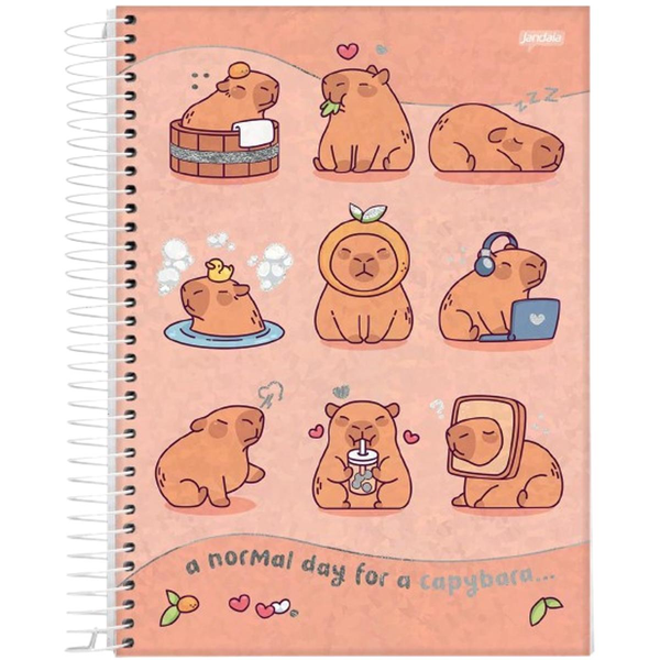 Caderno Universitário Jandaia 80 Folhas - Espiral - Capa Dura - Capyvibes - Ref. 78380-26