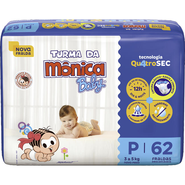Fralda Descartável Turma da Mônica Mega P 62 un