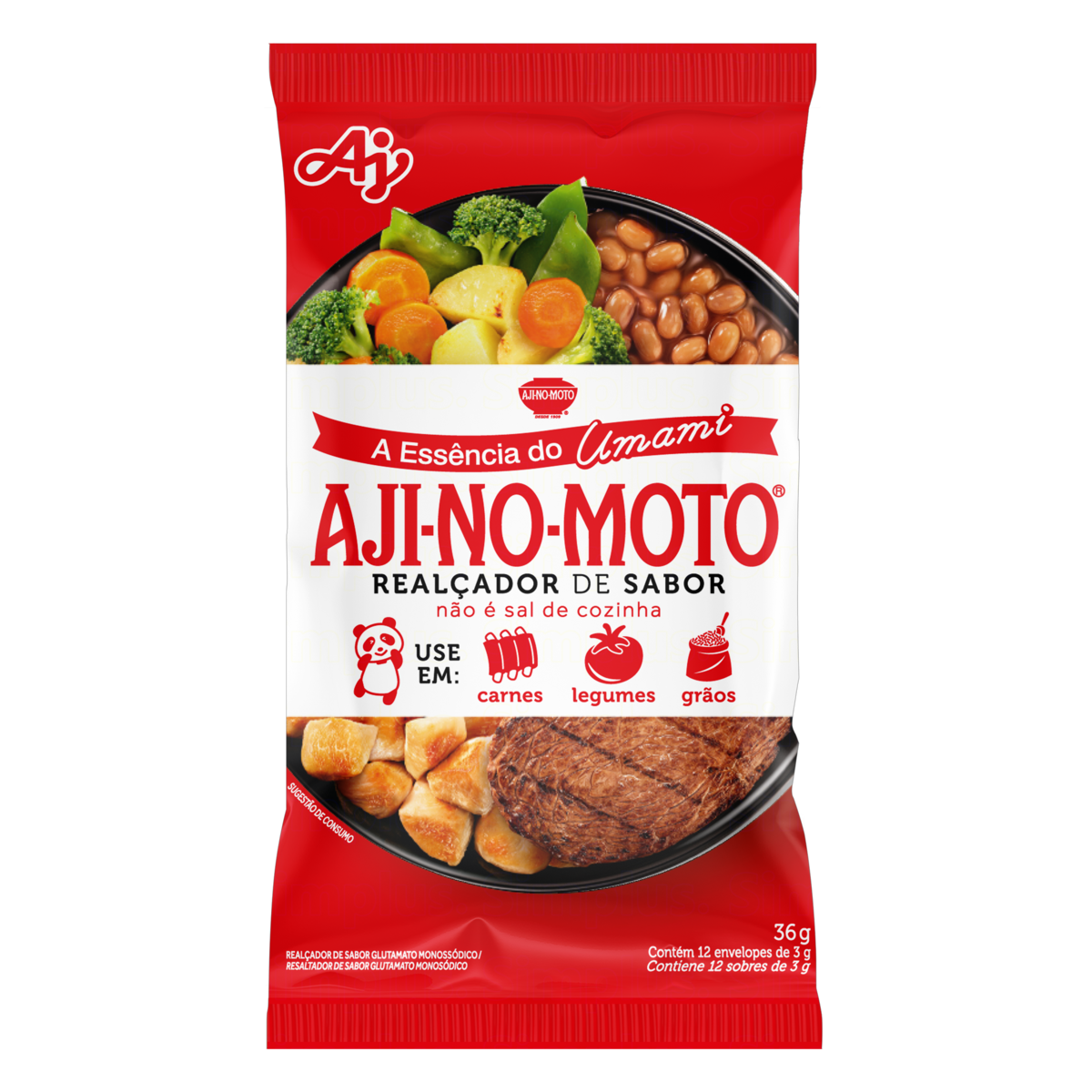 Realçador de Sabor Umami Aji-No-Moto Pacote 36g 12 Unidades