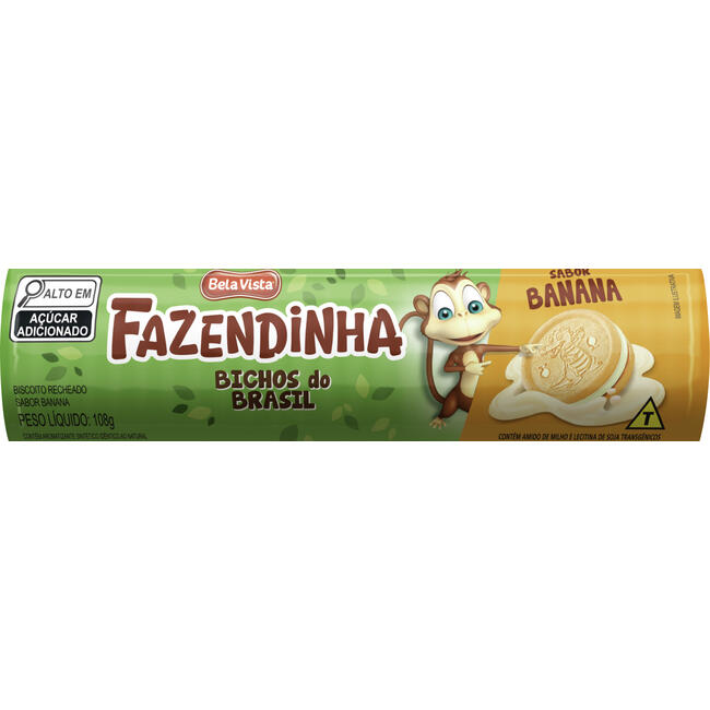 Biscoito Recheado Fazendinha Banana 108g