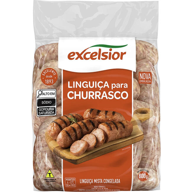 Linguiça Churrasco Excelsior Congelada 800g