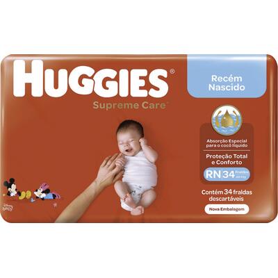 Fralda Descartável Huggies Supreme Care Mega - RN 34 un