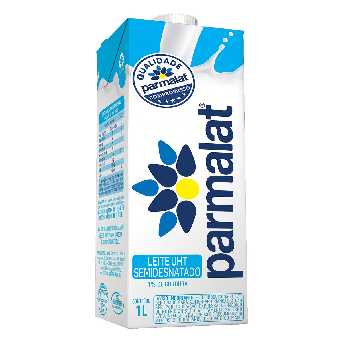 Leite UHT Parmalat Semidesnatado 1L