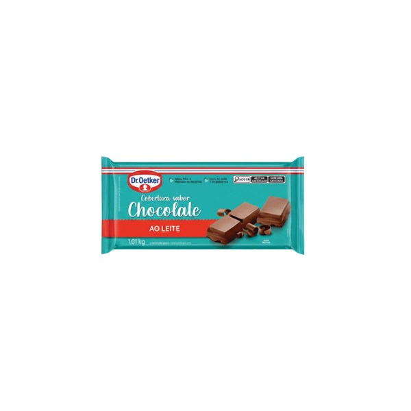 Dr. Oetker Cobertura em Barra Sabor Chocolate Ao Leite Para Recheio e Cobertura de Bolos Tortas Pão de Mel Doces e Sobremesas Basta Derreter 1kg