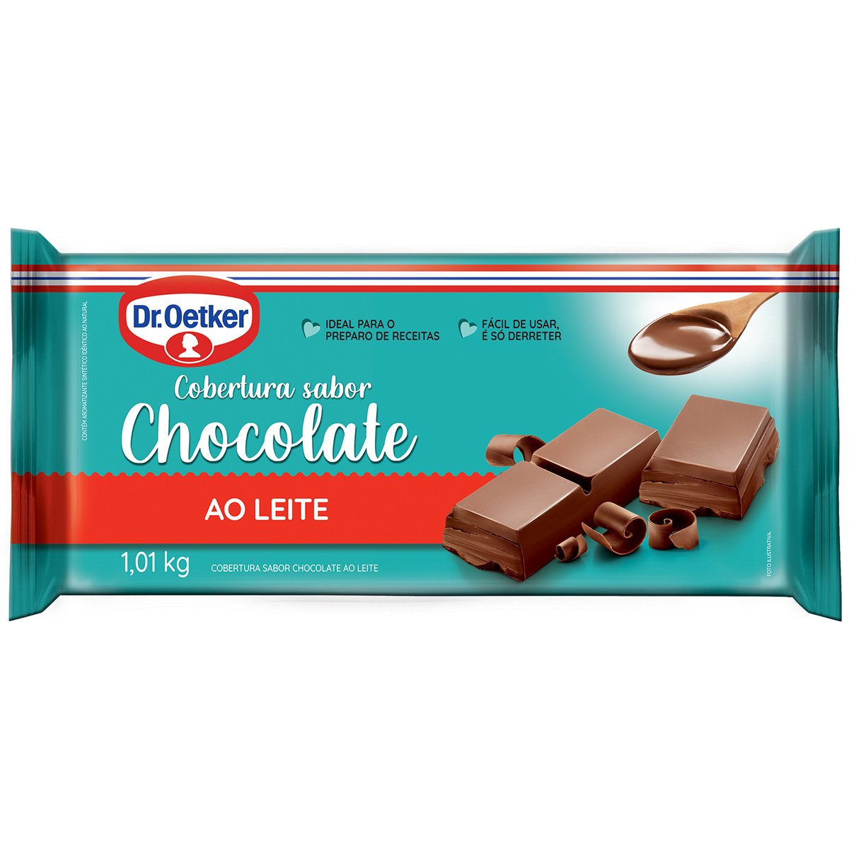 Dr. Oetker Cobertura em Barra Sabor Chocolate Ao Leite Para Recheio e Cobertura de Bolos Tortas Pão de Mel Doces e Sobremesas Basta Derreter 1kg