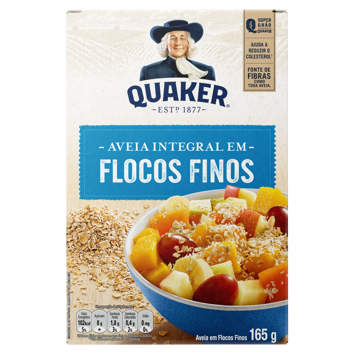 Aveia Integral em Flocos Finos Quaker  165g