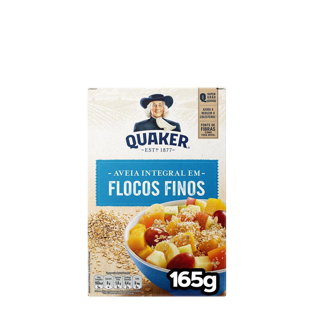 Aveia Integral em Flocos Finos Quaker  165g