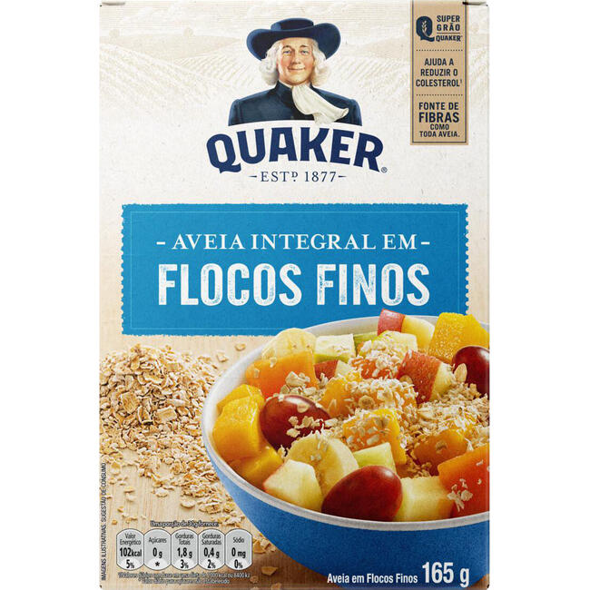 Aveia Integral em Flocos Finos Quaker  165g