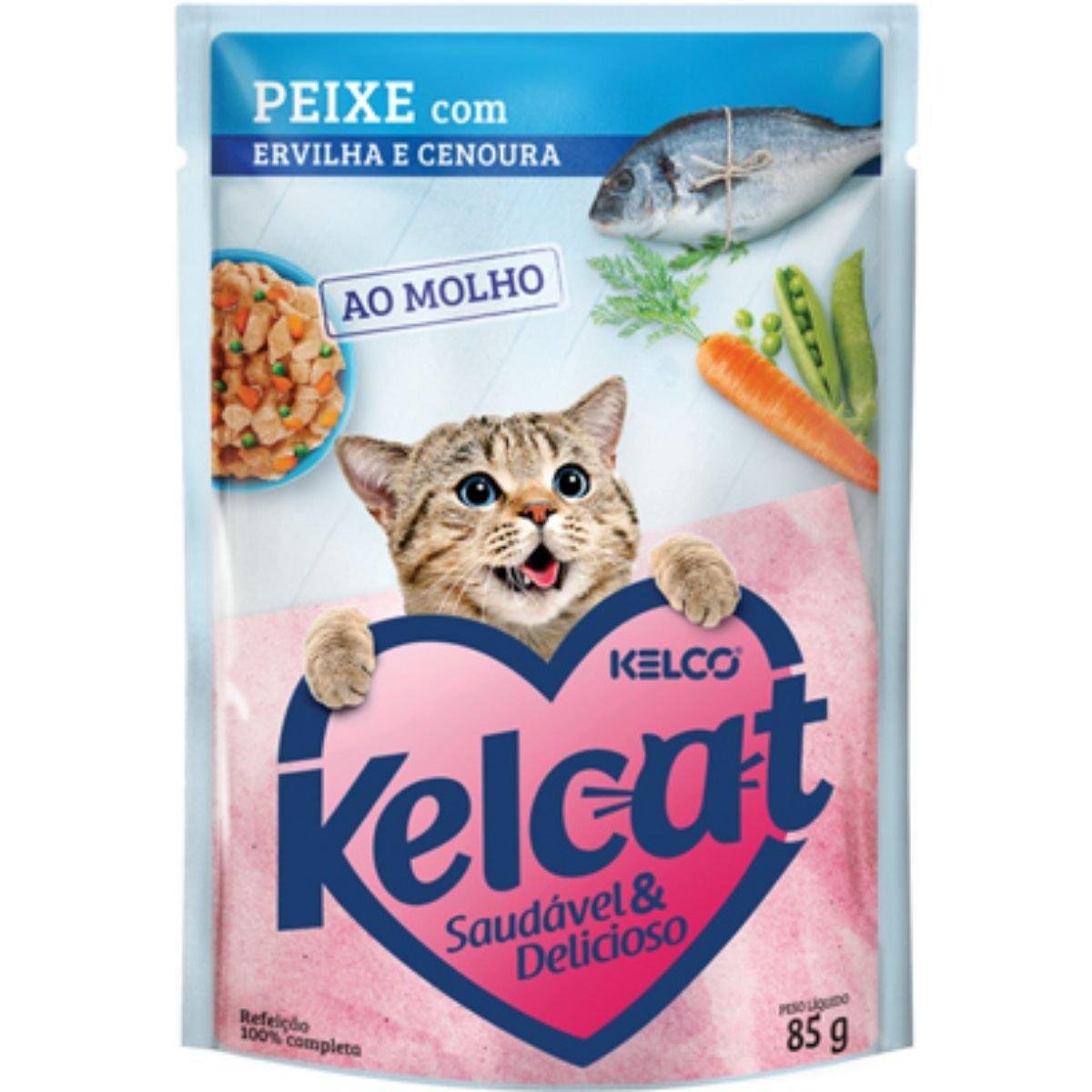 Alimento KELCAT para Gatos Peixe com Ervilha e Cenoura Sachê 85g