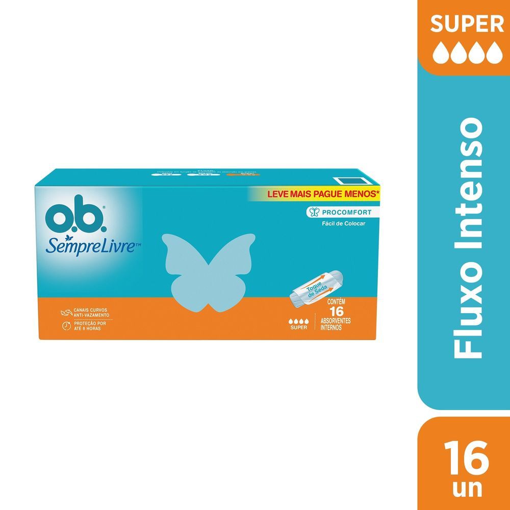 Absorvente  O.b. Interno Pro Leve Mais Pague Menos Caixa 16 Un