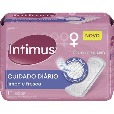 Protetor Diário sem Abas Intimus Cuidado Diário Pacote 15 Unidades