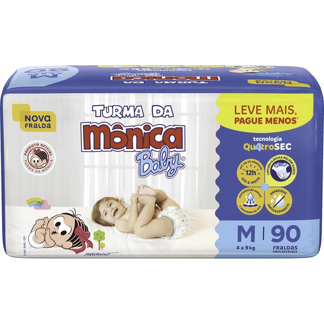 Fralda Descartável Turma da Mônica Giga M 90 un