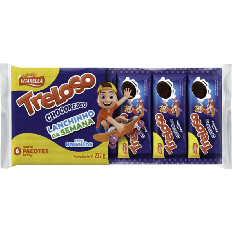 Biscoito Recheado Treloso Baunilha 222g