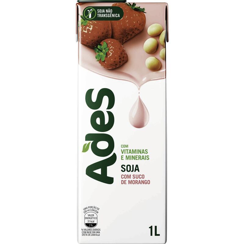 Alimento Ades À Base de Soja Morango 1L