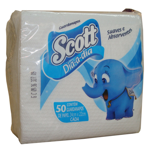 Guardanapo de Papel Folha Simples Scott Dia a Dia 24cm x 21,8cm Pacote 50 Unidades