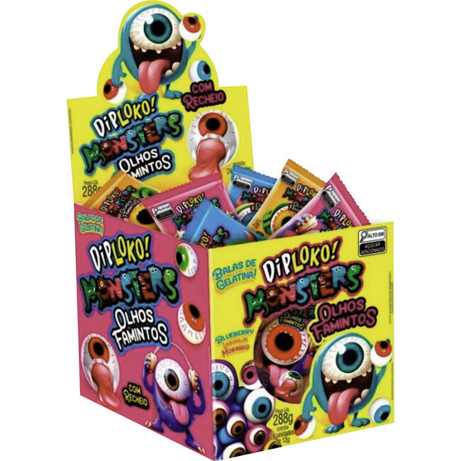 Bala de Gelatina Dip Loko Monsters 24x12g