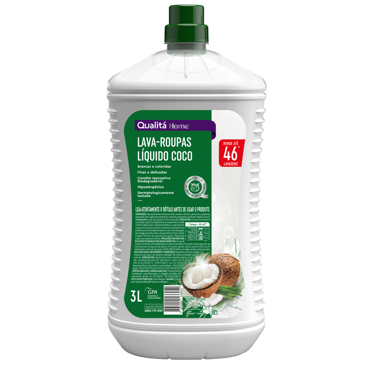 Qualitá Lava Roupas Líquido Coco 3L