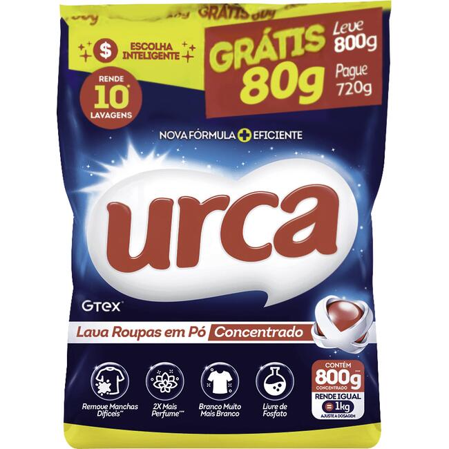 Lava Roupas em Pó Urca LEVE 800g PAGUE 720g