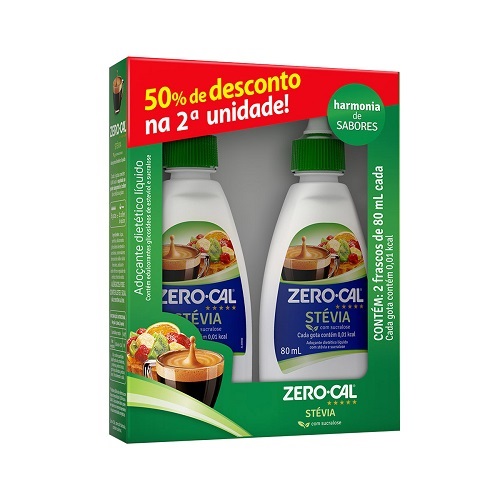 Zero-Cal Stévia Adoçante Líquido Pack 50% 2ª unidade