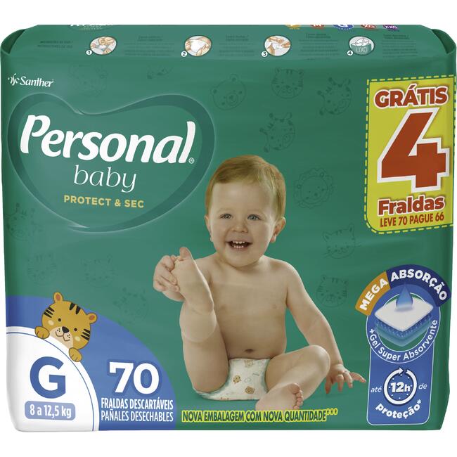 Fralda Descartável Personal G 70 un