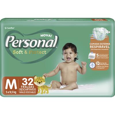 Fralda Descartável Personal Baby Tamanho M 32 un