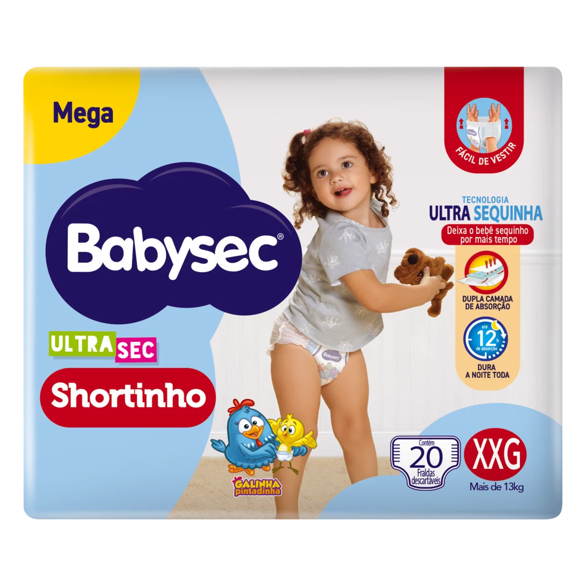 Fralda Descartável Shortinho Babysec Ultrasec XXG Megapacote 20 Unidades