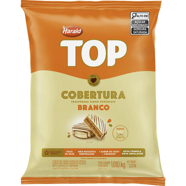 Cobertura de Chocolate em Gotas Harald Branco 1,010kg