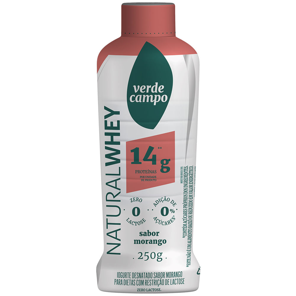 Iogurte Natural Whey Verde Campo Morango 250g