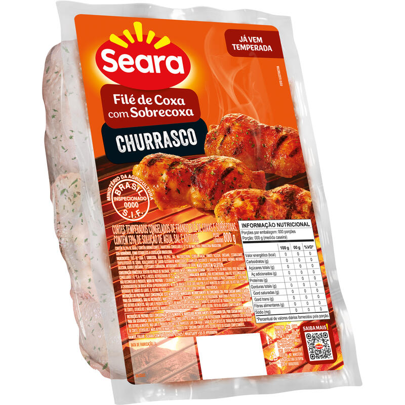 Filé de Coxa e Sobrecoxa Seara Cong Temp Churrasco 800g