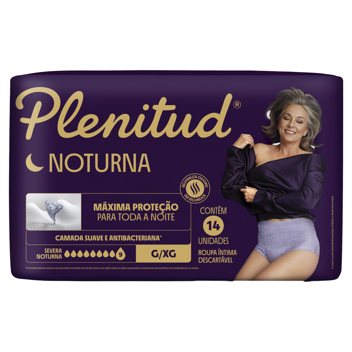 Roupa Íntima Descartável Unissex Plenitud Noturna G/XG Pacote 14 Unidades