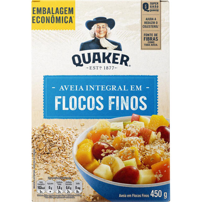 Aveia Integral em Flocos Finos Quaker 450g