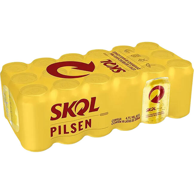 Cerveja Skol Pilsen 350ml - Pack com 18 Latas