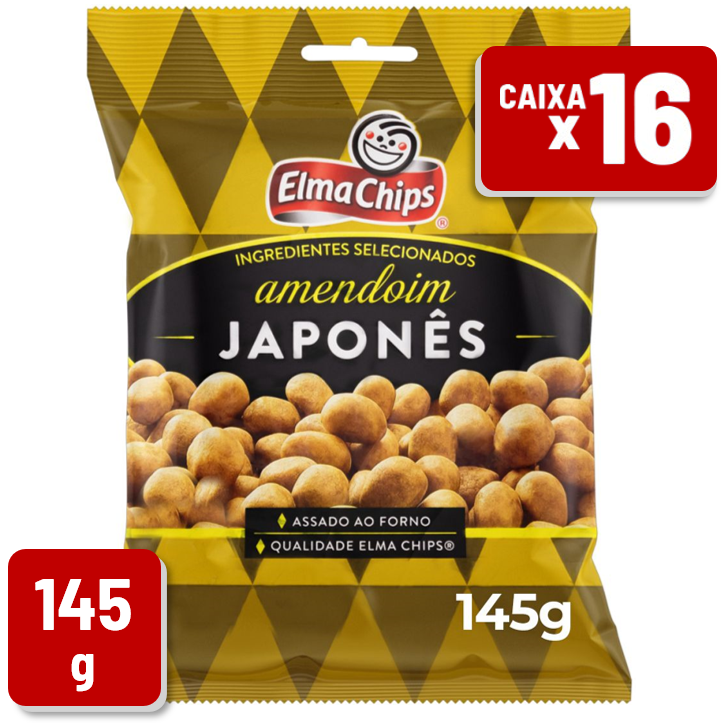 Amendoim Japonês Elma Chips Pacote 145g Caixa c/ 16 Un