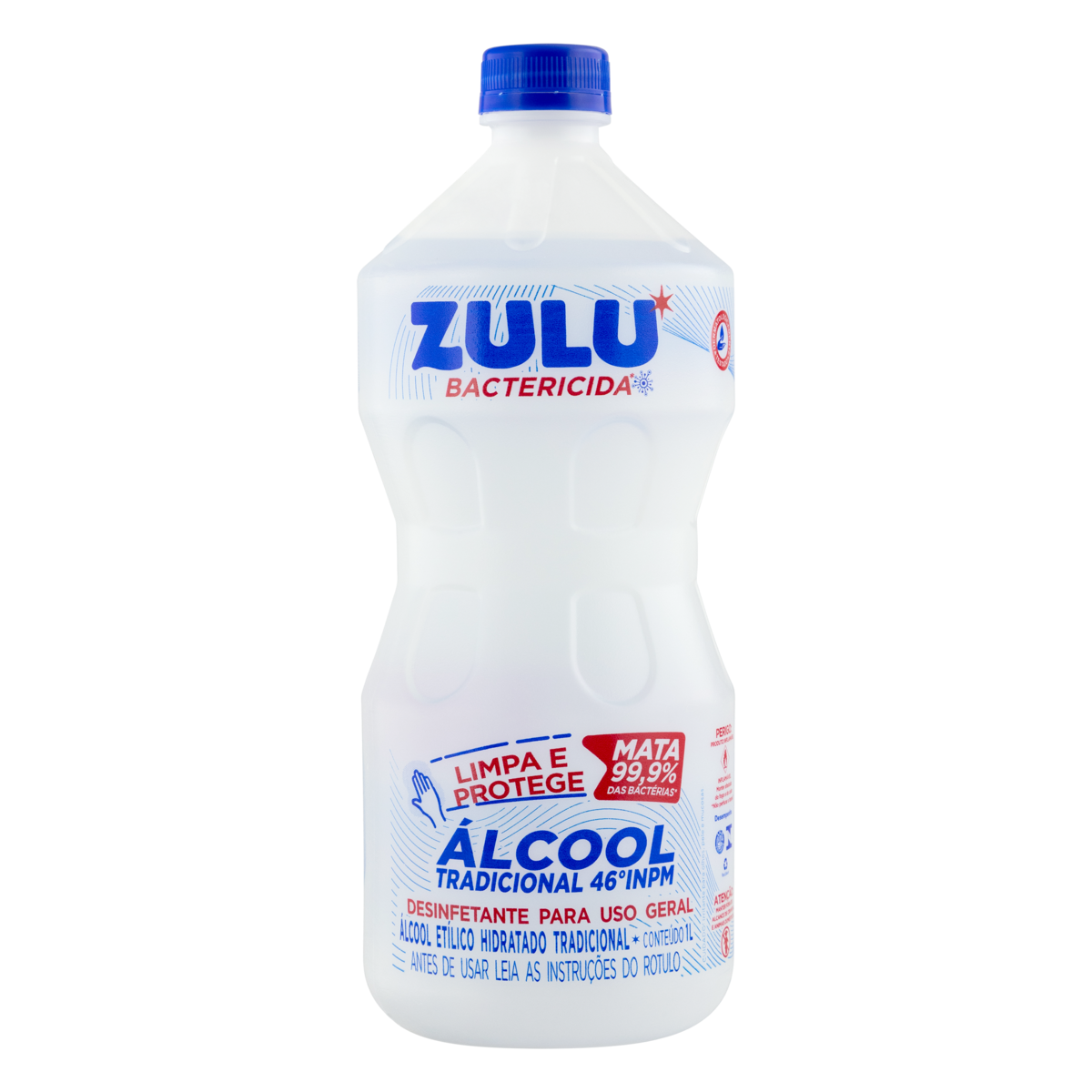 Álcool Líquido 46º INPM Bactericida Tradicional Zulu Frasco 1l