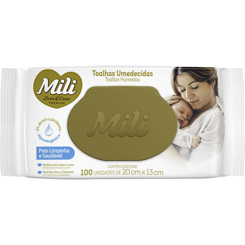 Toalha Umedecida Mili 100 un