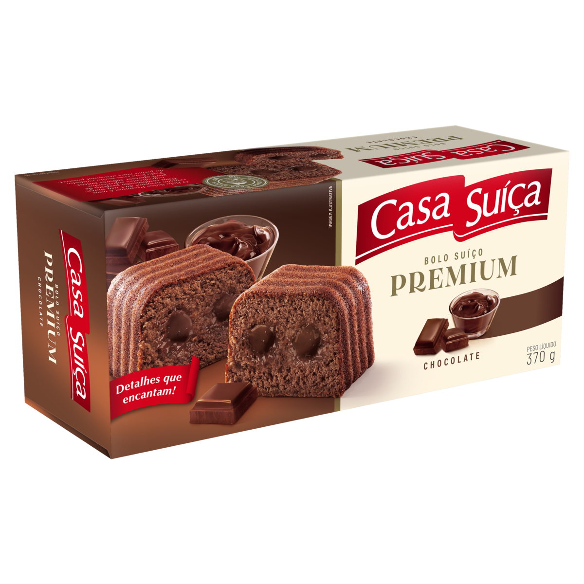 Bolo Suíço Clássico Chocolate Casa Suíça Caixa 370g