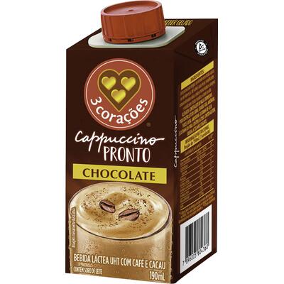 Bebida Láctea 3 Corações Cappuccino Chocolate 190ml