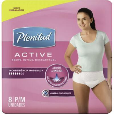 Roupa Íntima Plenitud Active Mulher P/M 8 un